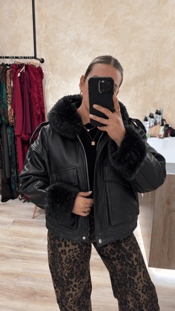 Fur Jacket - ONE SIZE, Μαύρο